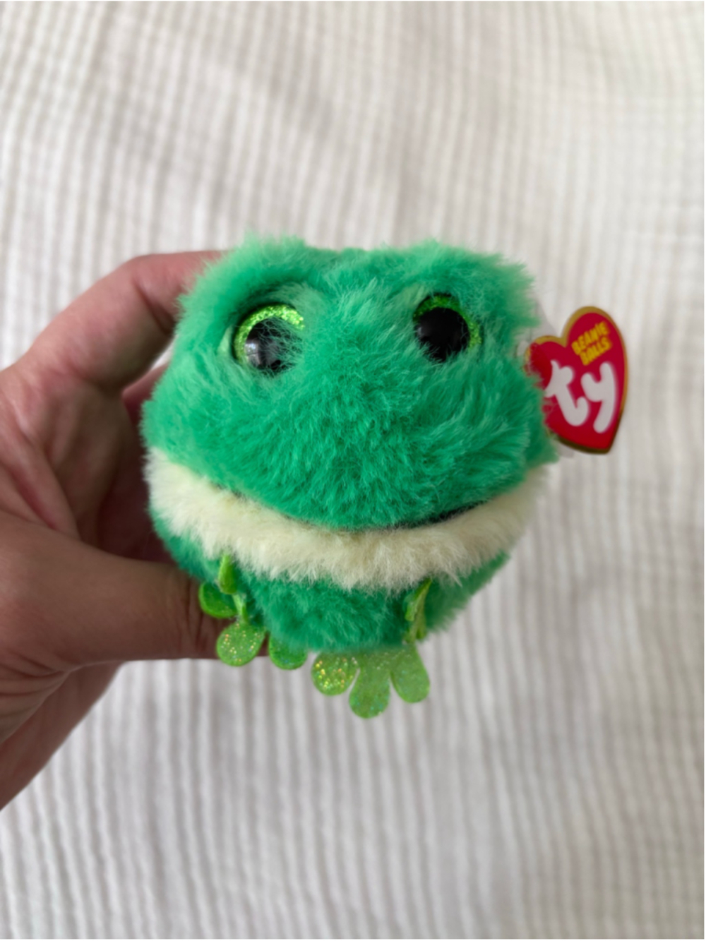 Ty Gilly Green Frog Beanie Ball Stuffed Animal One Size